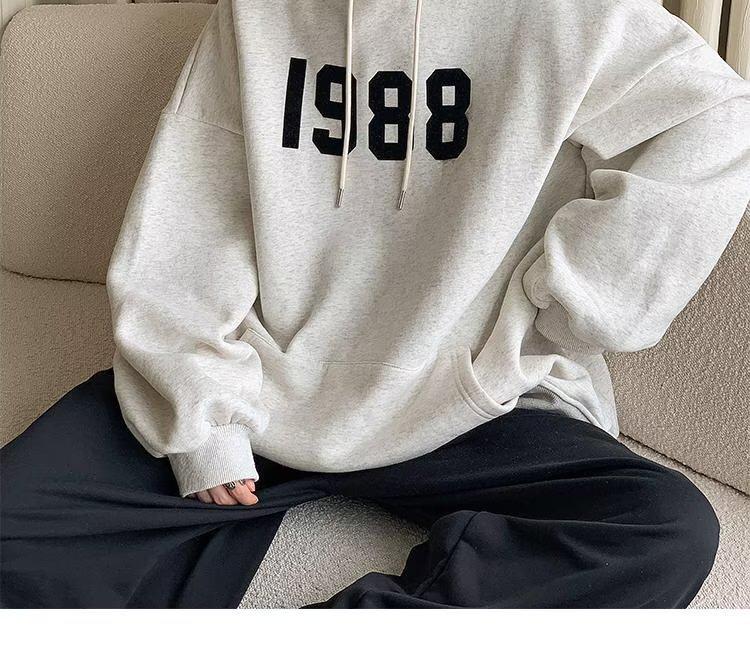 Herren Trendy Lockerer Kapuzenpullover mit Aufdruck - Herbst/Winter 2022 Plus Samt Pullover Sweatshirt