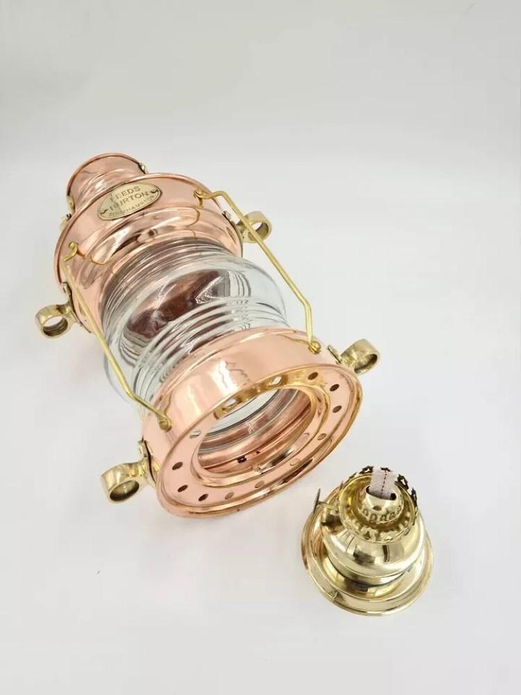 14" Anchor Oil Lamp Brass & Copper Nautical Maritime Ship Lantern Boat Light