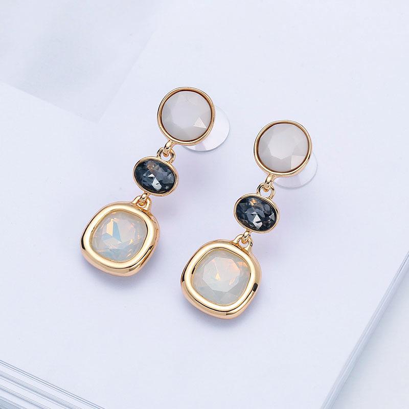 Statement Without Piercing Clip On Earrings Long Geometric Ear Clips for Women Luxury Wedding Rhinestone Gold Earring