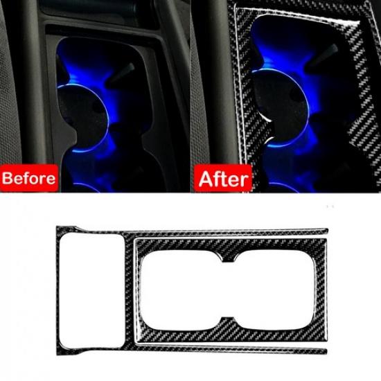 2x Carbon Fiber Watercup Panel Trim Cover Decor For 2006-2011 Honda Civic 8th