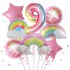 8 Stück Regenbogen Lächeln Wolke Ballon 30 Zoll Farbverlauf Zahlen Folienballons 1-9 Jahre Kinder Geburtstagsparty Dekorationen Baby Jubiläum