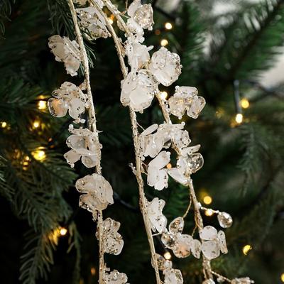 Crystal Bud Crystal Tree Branches Long Branch Weeping Willow Crystal Bud Branches Sparkling Transparent Bead Xmas Tree Ornament