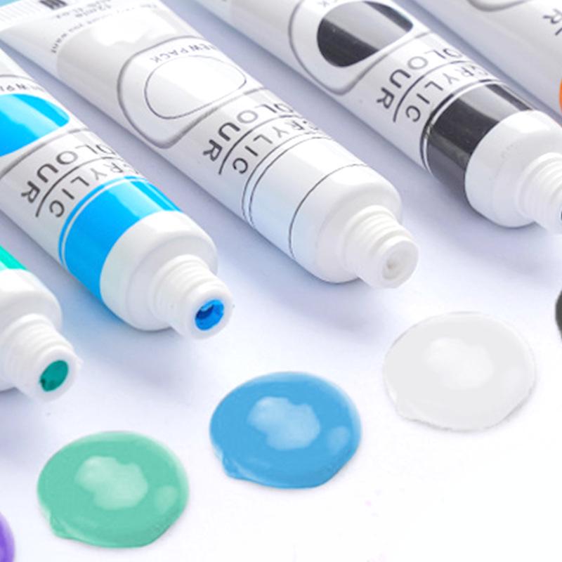 12-Color 12ml Acrylic Paint Tube for Children's DIY Hand-Painted Projects