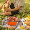 Tragbare Küche Silikon Faltbarer Filter Obst Gemüse Waschkörbchen Sieb mit Halter Orange