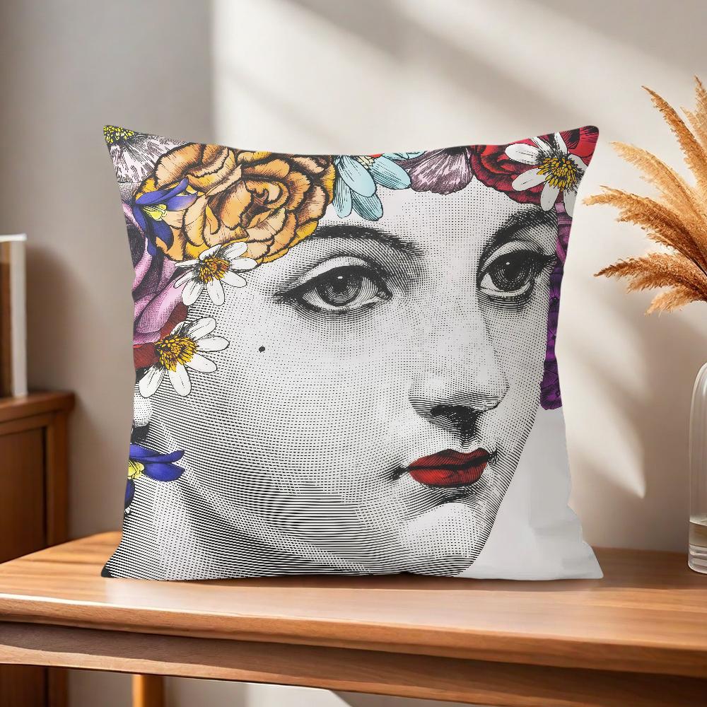 Soft Pillow Girl Case for Sofa Living Room Art Face Home Office Decor Protective Covers P-Piero F-Fornasettis Modern