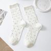 Female Summer Thin Style Pure Cotton Lace Mesh Breathable All Match Solid Color Vertical Bar Boneless Tube Socks