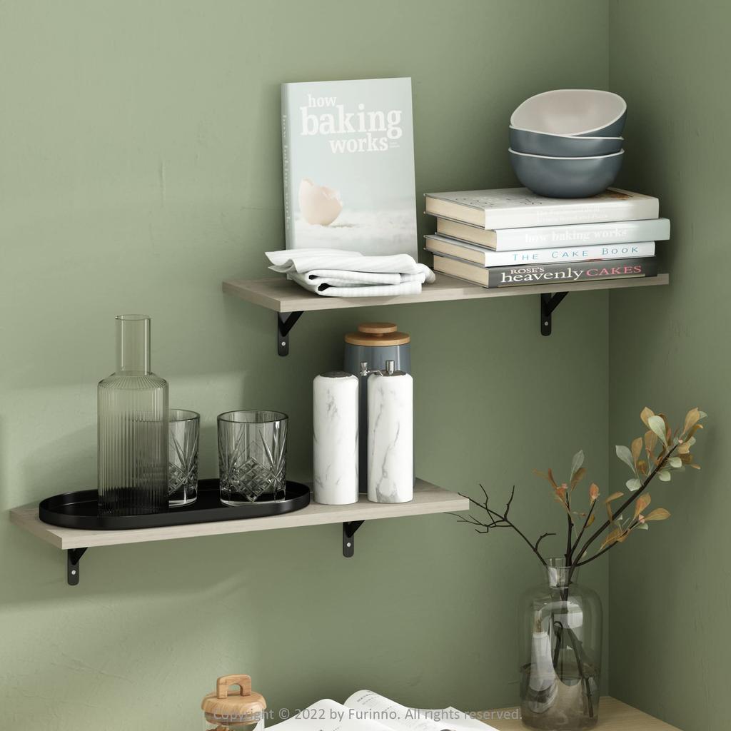 Furinno Rossi Wall-Mounted Shelving Unit, 58cm, Set of 2, Metropolitan Pine [Officially Imported from Japan]