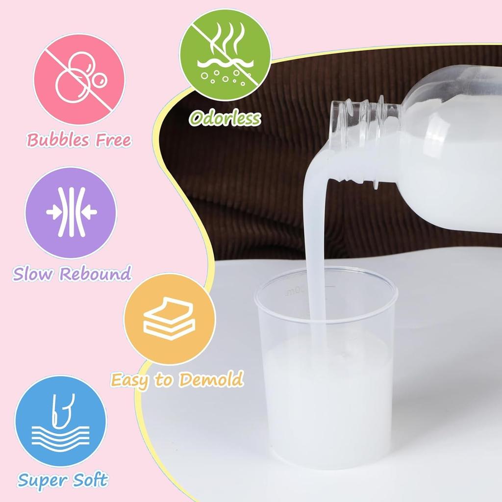 SANAAA Squishy Silicone Liquid, Super Soft Silicone Rubber Making Kit, 1:1 AB Ratio Mix, Handmade DIY, Decompression Gift, Cat's Claw Set (250+250g)