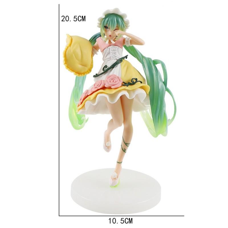 New Anime Hatsune Miku Virtual Singer Manga Figurines  Green Long Hair Pink Skirt Kawaii Girl PVC Action Figure Model Toy