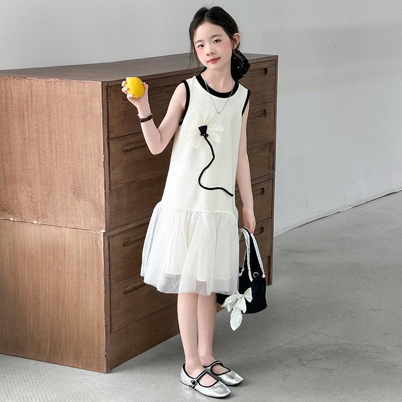 Girls Stylish Sleeveless Princess Tank Dress - Summer 2026 Korean Style 140 cm