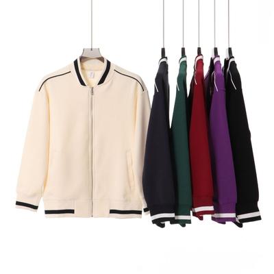 Shoulder Contrasting Line Zipper Jacket Men's and Women's Autumn and Winter Loose Leisure College Style Sweater