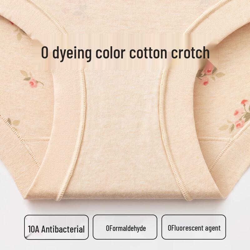 DingGuagua Women's High-Waist Cotton Antibacterial Floral Print Briefs 3-Pack