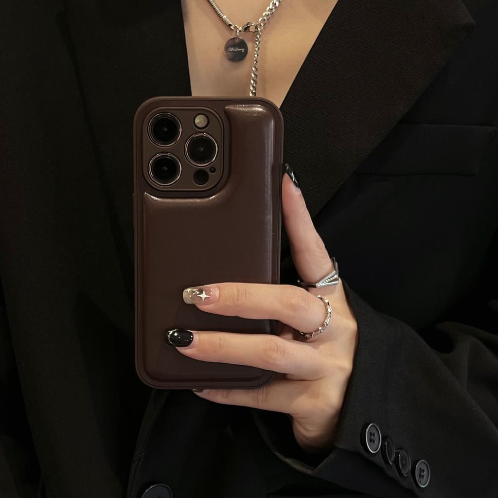 Autumn Winter Soft Bread Leather Case for Apple 17 Pro Max Apple 16 Phone Case 15/14 Simple Solid Color