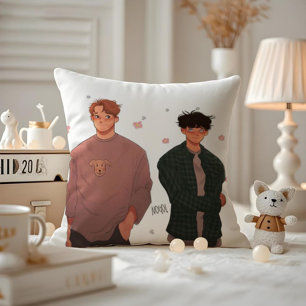 Anime Heartstopper Kissenbezug Milbendichter Kissenbezug Versteckter Reißverschluss seidiger Kurzflor Sofakissenbezug