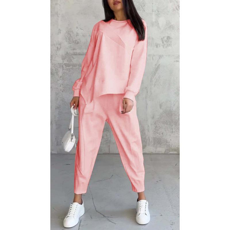 2024 Women's Casual Loose Long Sleeve Sweatshirt and Harem Pants Set for Autumn and Winter