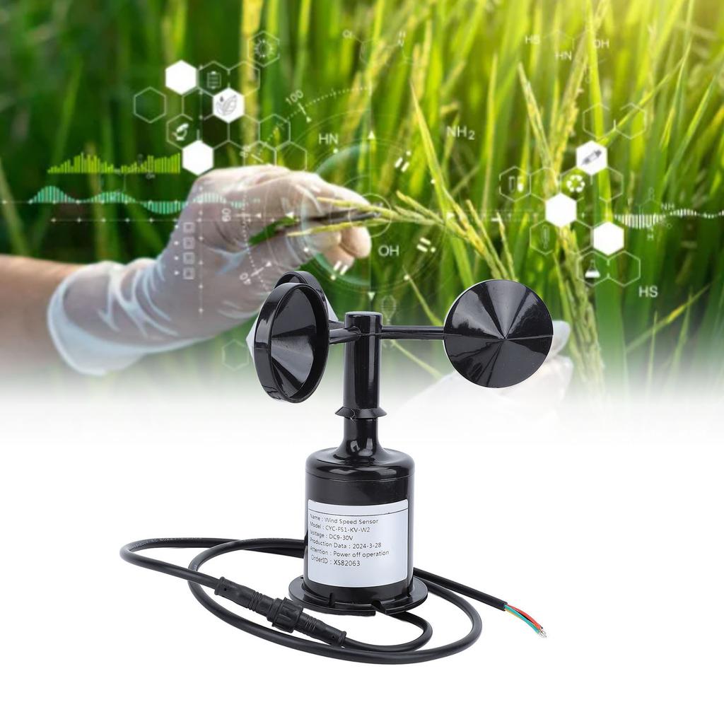 Abs Material Wind Cup Wind Speed Sensor Anemometer, 3 Cups Wind Speed Detector with 8M Cable, High Professional Weather Meter for Greenhouse