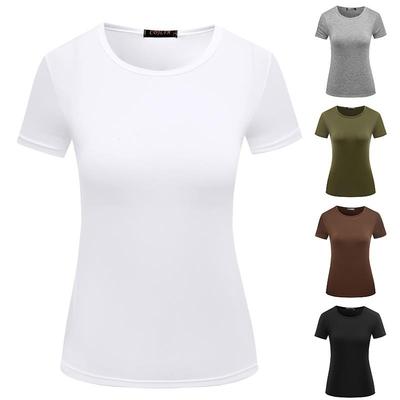 Lässiges Einfaches Damen Kurzarm-T-Shirt Damenkleidung Bequemes Atmungsaktives Unifarbenes T-Shirt