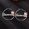 DuoYing 50mm Hoop Earrings Personalized Name Stainless Steel Cartoon Jewelry Earring Custom Name a Festive Gift for a Lady