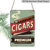 2D Flat Decorative Aluminum Sign | 7.87*11.8 Inch Plaque Tin Sign for Cigars Store, Cuban Cigar On Old Design Template, Vintage Metal Signs for Men