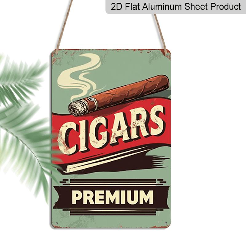 2D Flat Decorative Aluminum Sign | 7.87*11.8 Inch Plaque Tin Sign for Cigars Store, Cuban Cigar On Old Design Template, Vintage Metal Signs for Men