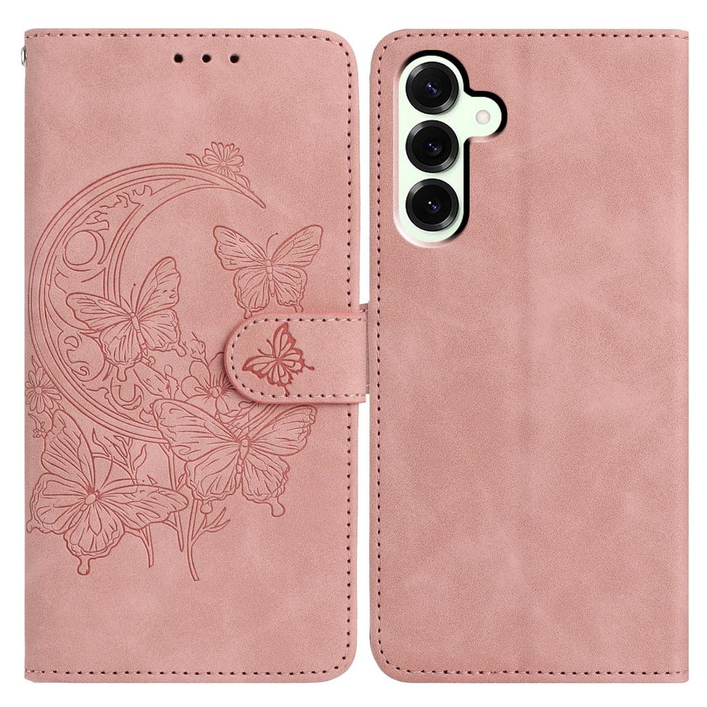 For Samsung Galaxy S25+ Case Butterfly Flower Imprinted PU Leather Wallet Stand Phone Cover
