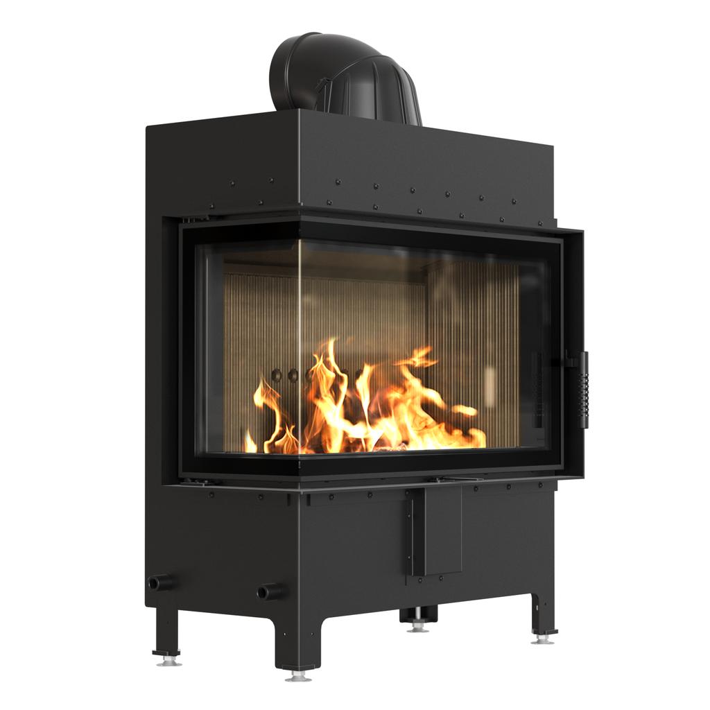 Steel Fireplace KRATKI LUCY Left 14 kW Ø 200 Black Thermotec