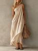 Women One Shoulder Draped Maxi Dress Casual Asymmetric Hem Beach Vacation Dress