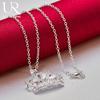 925 Sterling Silver Crown Zircon Pendant Necklace Fashionable Wedding Jewelry