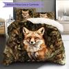 Herbstblätter und Fuchs Muster Bettwäsche Heimdekoration Geburtstagsgeschenk (1 Bettbezug + 2 Kissenbezüge, ohne Füllung)