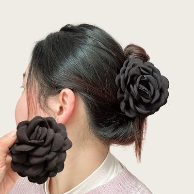 Stereoscopic Rose Flower Hair Clip Fpr Women Elegant Back of The Head Hair Shark Clip Fashionable Girl Hair Accessories