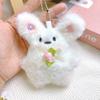 Blushing Bunny Plush Keychain - Adorable Rabbit Pendant and Puppy Doll Ornament.