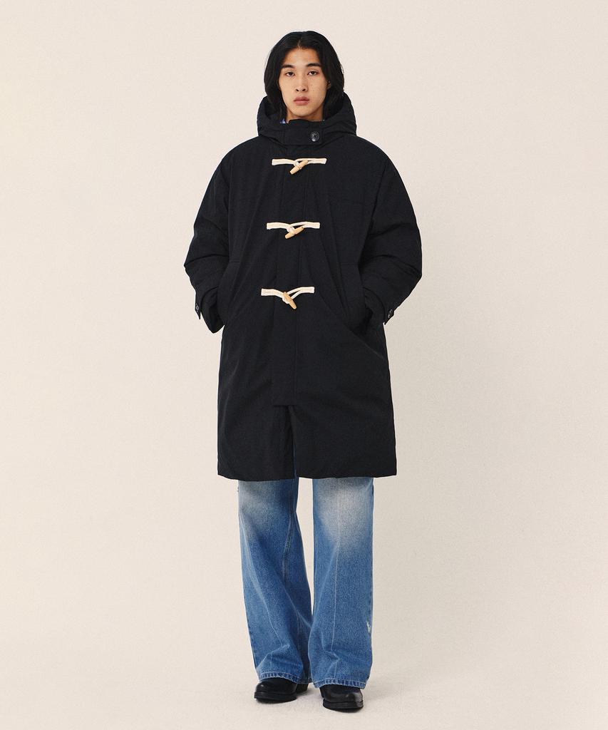 Kiimuir Oversized 2-Way Duffle Hooded Long Padded Jacket_Black