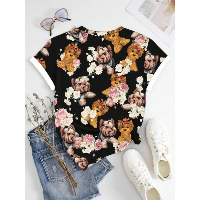 

Новая 3D-печатная футболка с изображением мультяшных кошек для женщин, летняя уличная футболка с круглым вырезом и коротким рукавом для девочек 4XL