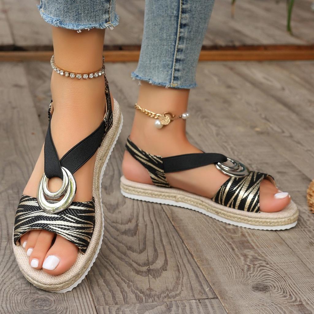 Fashion Women Wedges Sandals Summer Snake Print Platform Sandals Comfort Sandals Woman Retro Casual High Heels Shoes for Women