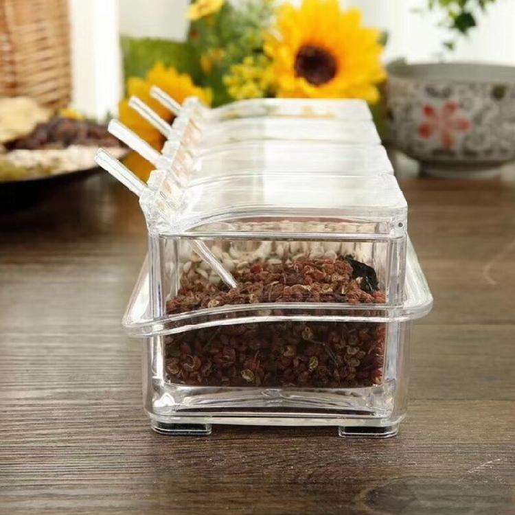 Hygienic 4 Unit Kitchen Case with Sealed Lid and Built In Scoops Delicate Box for Flour Sugar and Coffee Additives