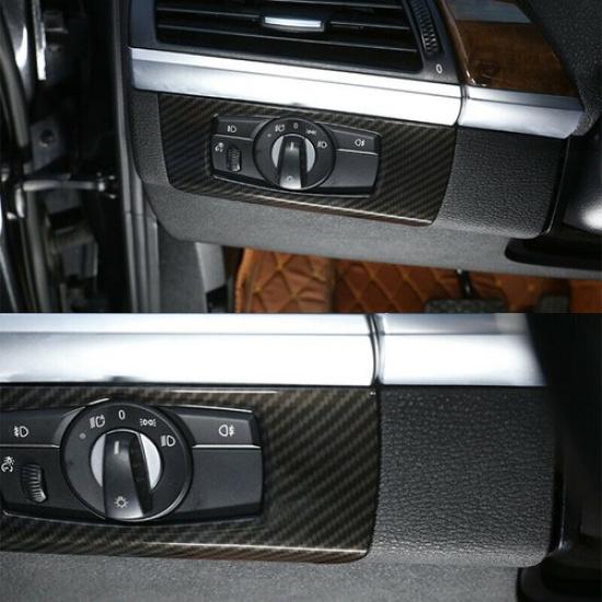 Carbon Frame Fiber Switch Headlight Trim Cover For BMW3 Series E90 E92 E93 05-12