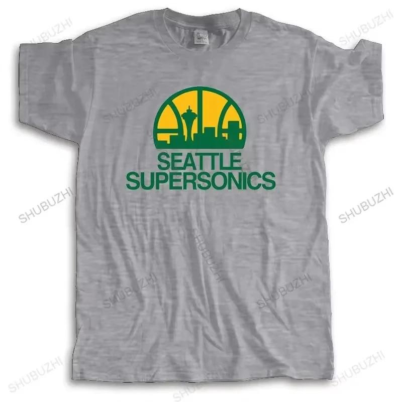 2025 Nowa Marka Modowa Koszulka Męska Luźna Seattle Supersonics Markowa Koszulka Bawełniana Letnia Koszulka Plus Size Dropshipping