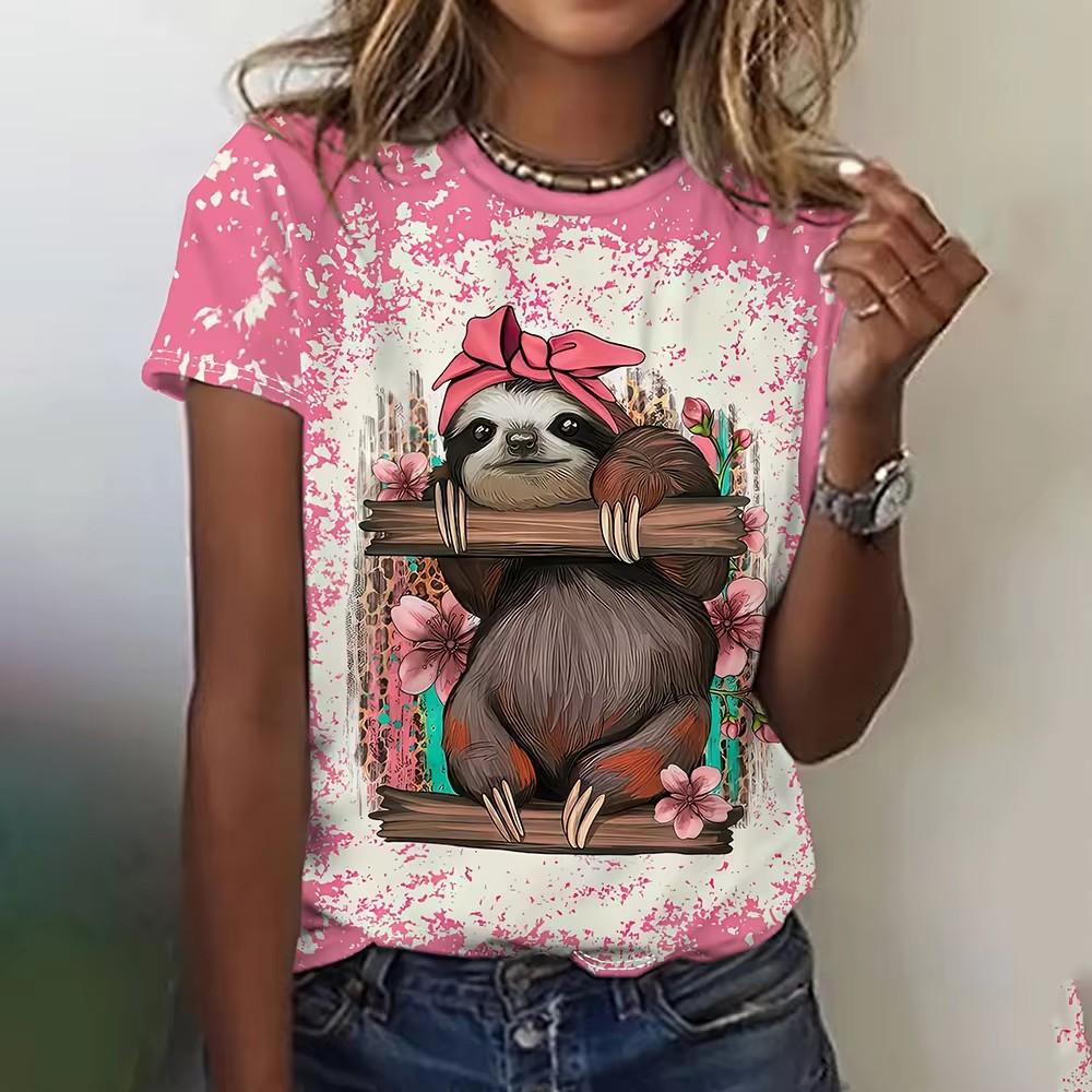 

Трендовая и энергичная уличная футболка, милый и симпатичный топ с короткими рукавами с животным принтом, новый продукт, простая повседневная женская одежда 6XL