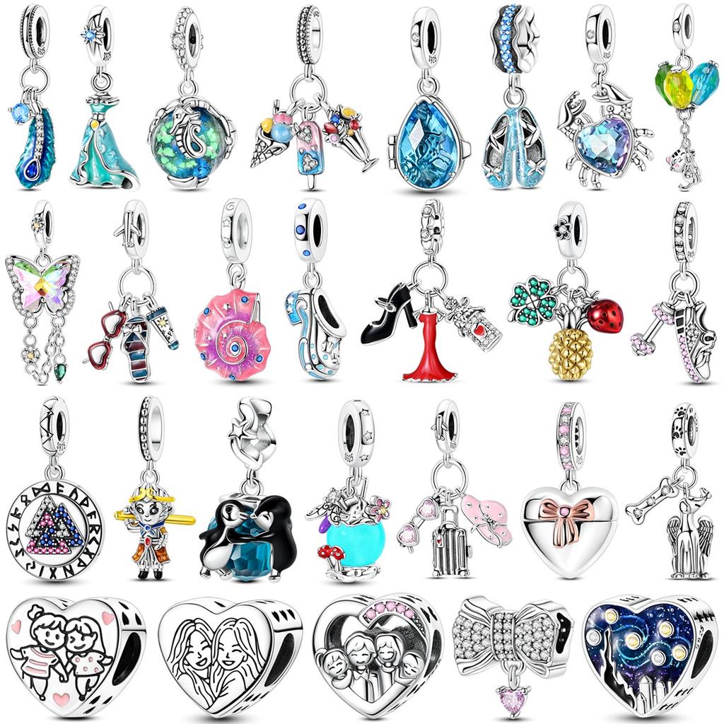 Charms Bead Copper Inlaid Zirconium Bowknot Love Heart Balloon Pendants Fit Original Bracelet Diy Jewelry
