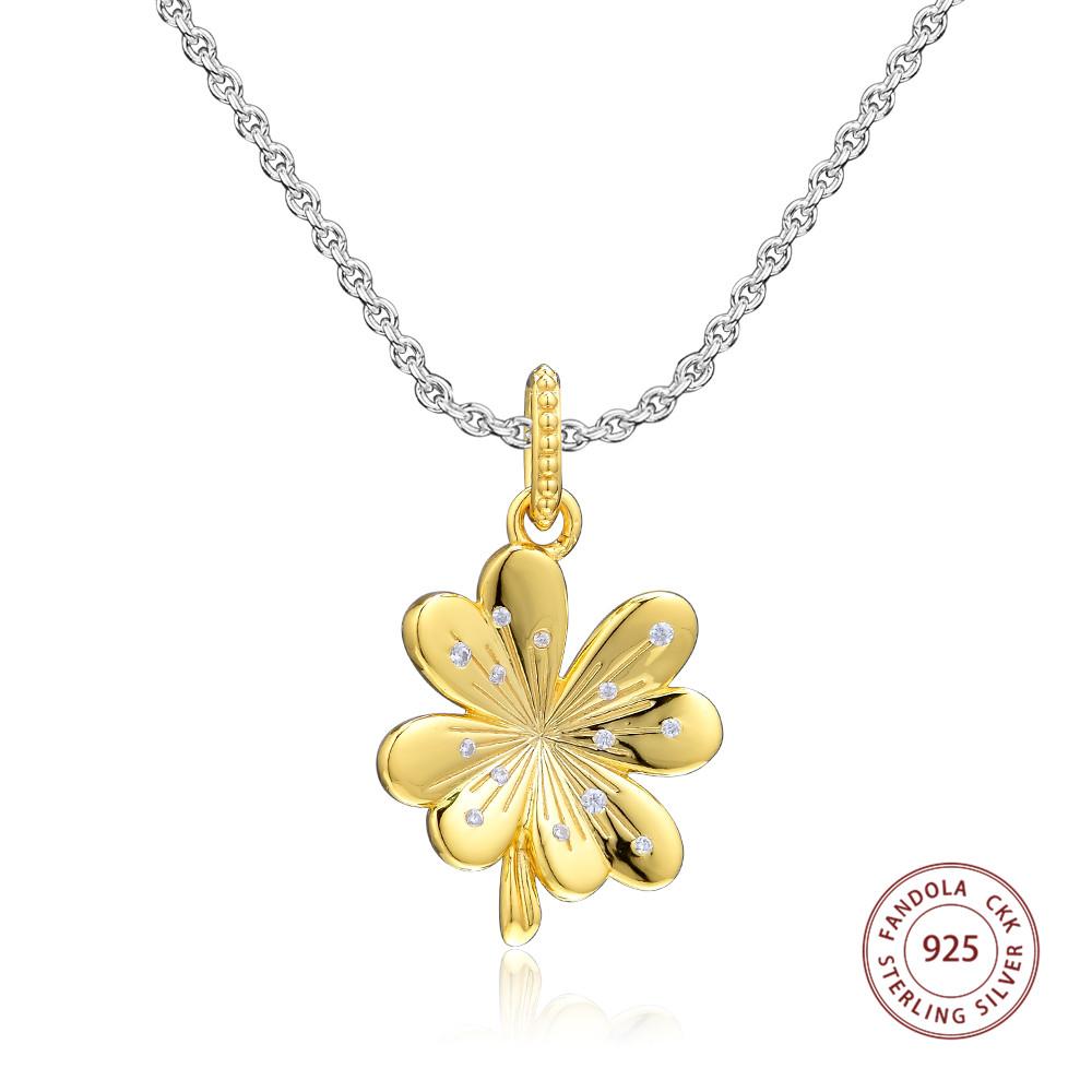 925 Sterling Silver Shine Lucky Four-Leaf Clover Charms Beads Fits Europe Bracelets Charm Silver 925 Jewelry Perles