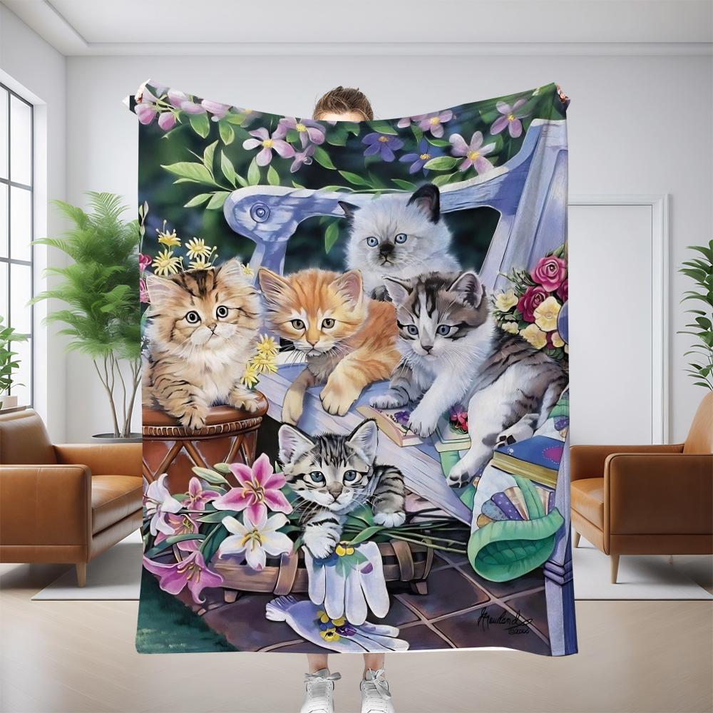 1pz Plaid Tema Animali Carini Gatti Cani Amante Coperta in Flanella Regali Morbida Calda sottile Coperte per Divano Letto Auto Campeggio tutte le stagioni