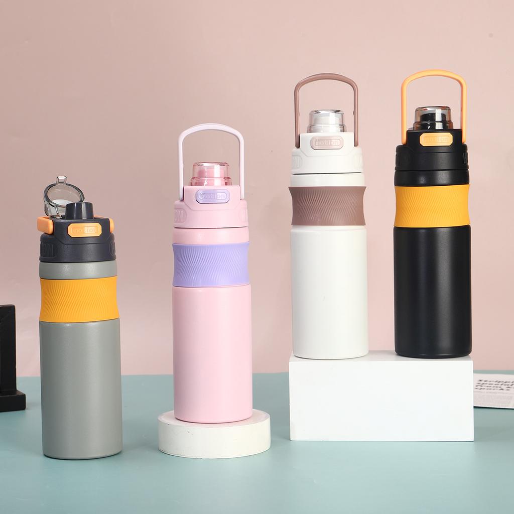 580ML Insulated Stainless Steel Water Bottle Dual Sip Straw & Direct Spout Leak Proof with Handle Car Cup Holder Friendly Sports