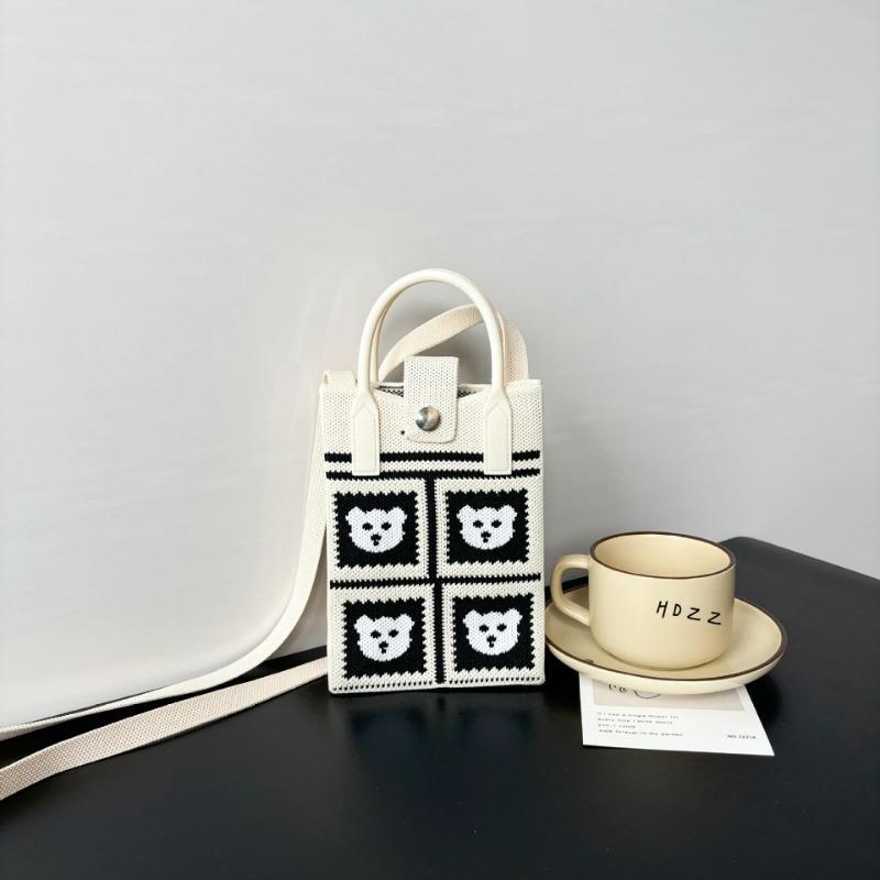 Premium Sense Ns Mobile Phone Bag New Cartoon Knitted Bag Dopamine Niche Versatile Messenger Shoulder Bag Handbag