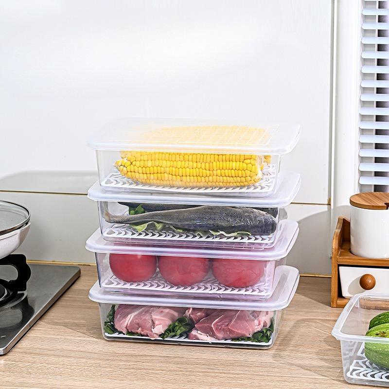 Abtropf-Aufbewahrungsbox, Kunststoff Große und Kleine Fischbox, Kühlschrank, Rechteckiger Kühlschrank für Meeresfrüchte und Gemüse, Kaltlagerbox
