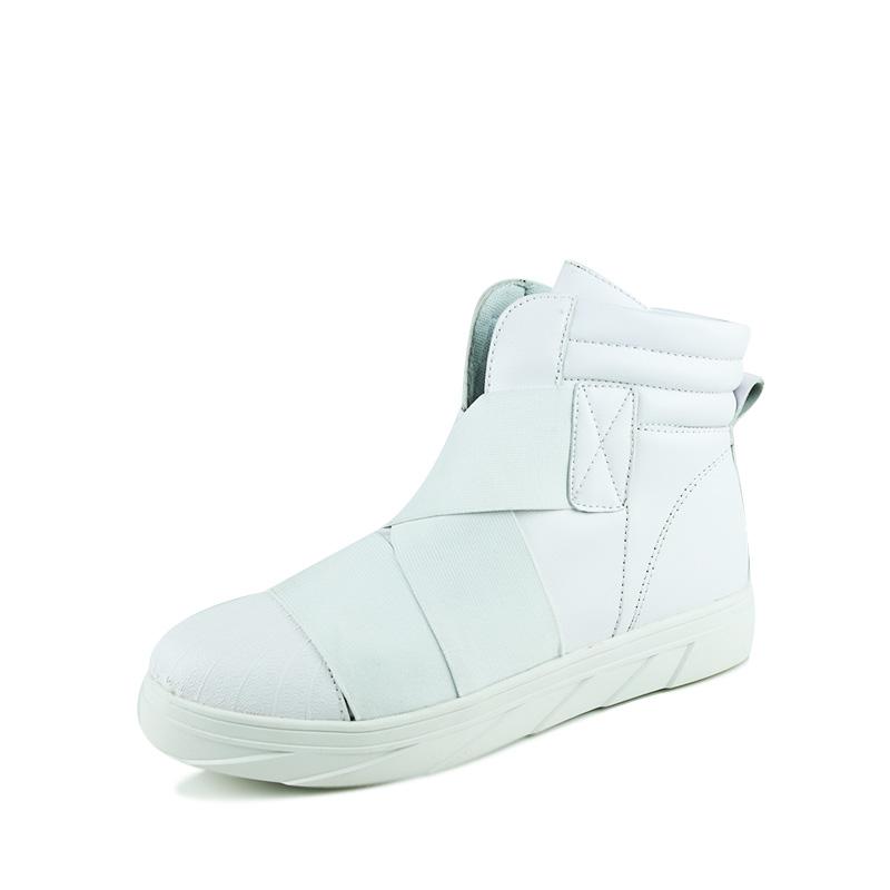 Fashion Black British Ankle Boots Men Autumn and Winter High-top Men's Leather Shoes Street Skateboard Sneakers Men Hip Hop Shoes Red