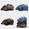 Vintage Baskenmütze für Damen und Herren Herbst Winter Mode Tartan Newsboy Kappe