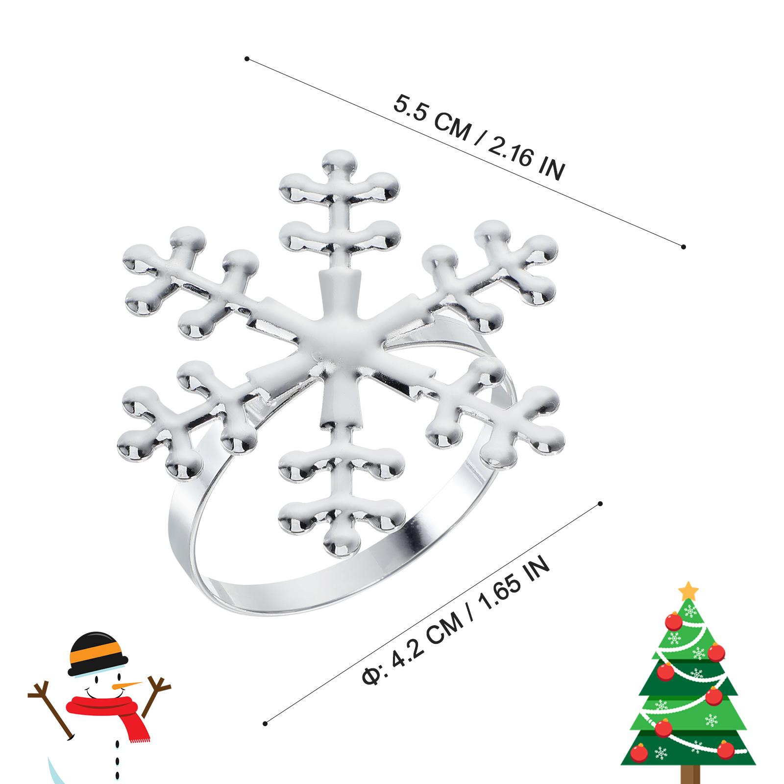 

6Pcs Dinner Napkin Ring Snowflake Pattern Reflective Alloy Elegant Design Christmas Party Table Accessory Napkin Ring Buckle срібний