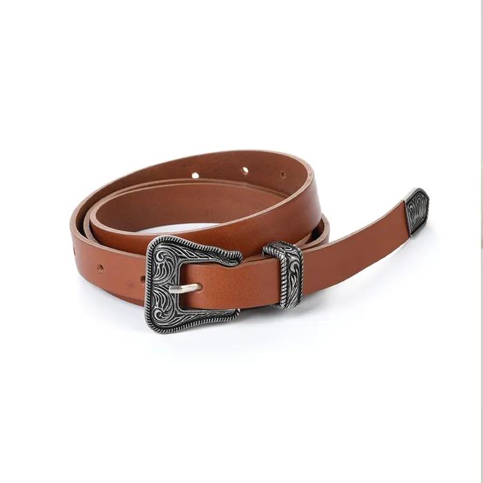 Long Bohemian Cowhide Belt Camel