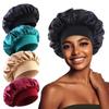 Satin Wide Brim Nightcap Silky Bonnet Hair Wrap for Sleeping Sleep Cap With Elastic Soft Band Styling Cap Hair Wrapping Caps
