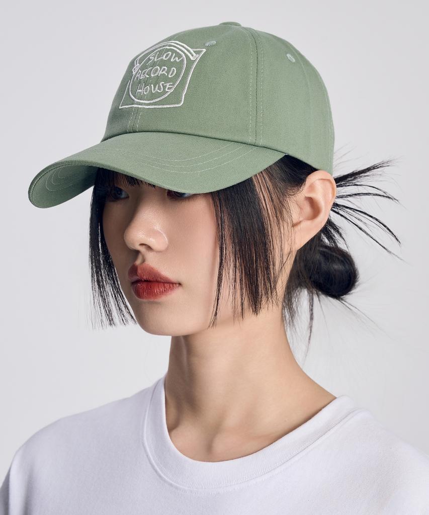 SLOW RECORD HOUSE Record Cotton Ball Cap_Green